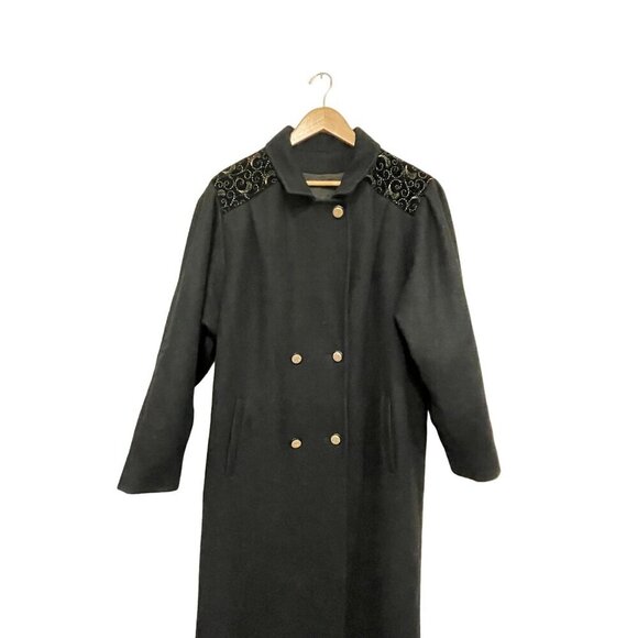 Vintage Women Double-Breasted Wool Coat Gold Embroidered Shoulders Union Tag USA - Picture 4 of 13
